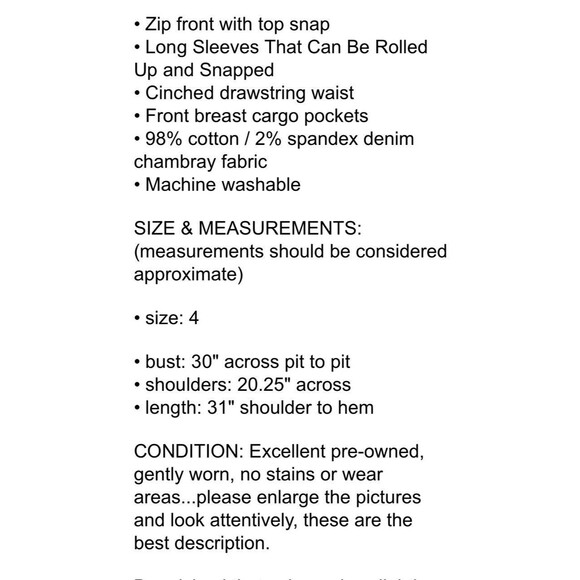 Torrid Denim Drawstring Waist Utility Jacket  4X  Chambray Denim Roll-Tab Sleeve - Picture 13 of 15